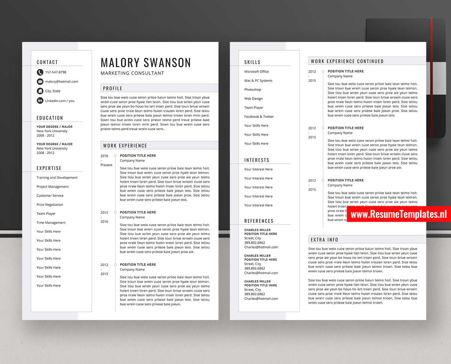 Cv Template / Resume Template For Ms Word, Professional Curriculum Vitae,  Simple Resume, Modern Resume, 1 3 Page Resume, College Student Resume,  First Intended For College Student Resume Template Microsoft Word