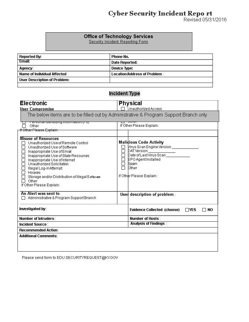 Cyber Security Incident Report Template | Templates At With Incident Report Log Template