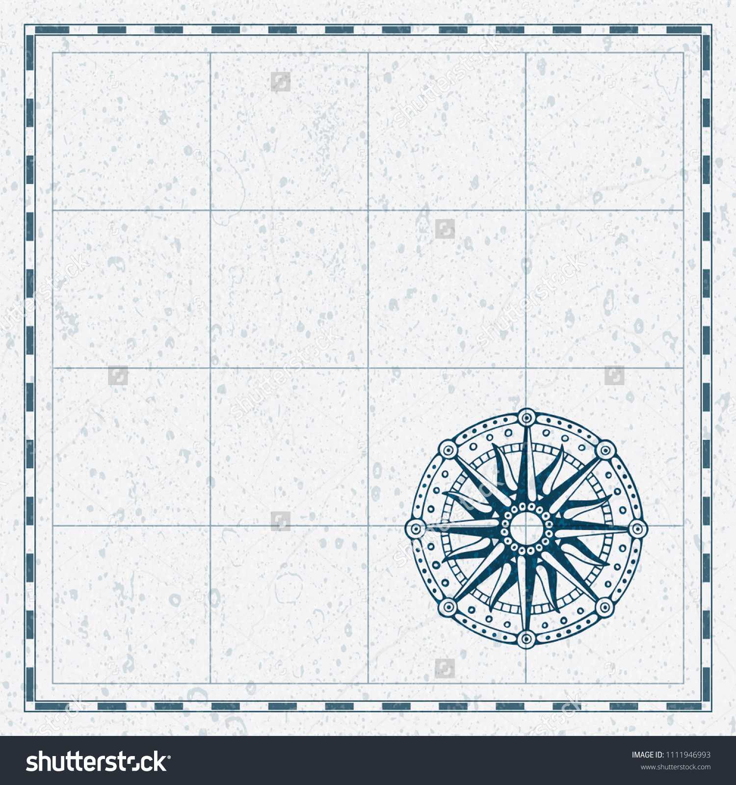 Стоковая Векторная Графика «Old Map Wind Rose Compass In Blank Pirate Map Template