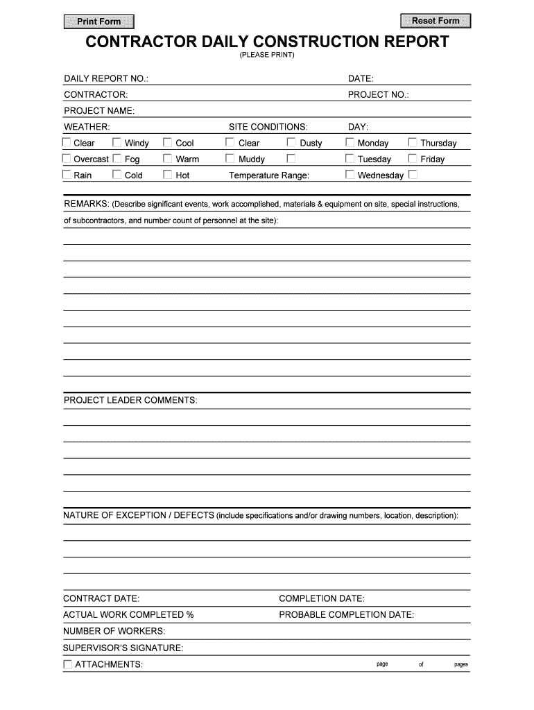 Daily Construction Report Template – Fill Online, Printable Inside Daily Report Sheet Template