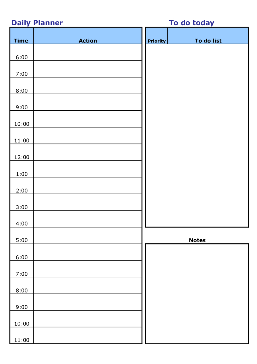 Daily Schedule Template New Blank – Edit, Fill, Sign Online Throughout Printable Blank Daily Schedule Template