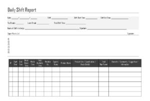 Daily Shift Report - with regard to Shift Report Template