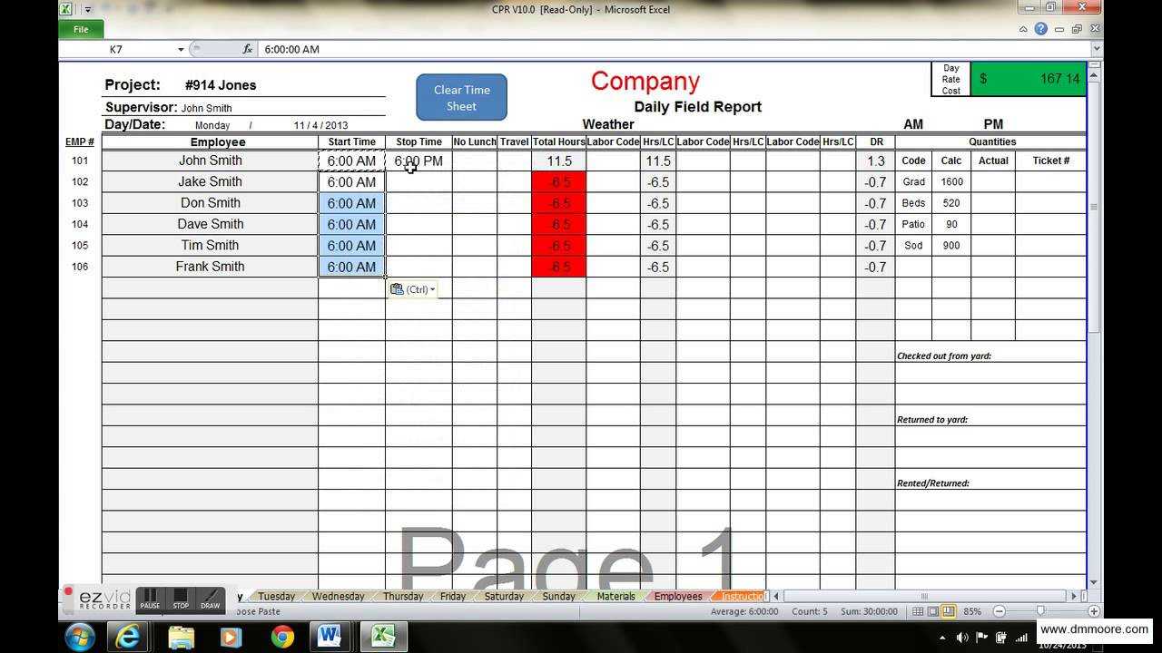 Daily Time Tracking Eadsheet Word Tracker Template Excel Pertaining To Daily Status Report Template Xls