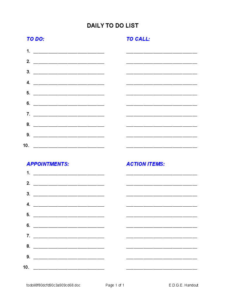 Daily To Do List Template – 5 Free Templates In Pdf, Word Inside Daily Task List Template Word
