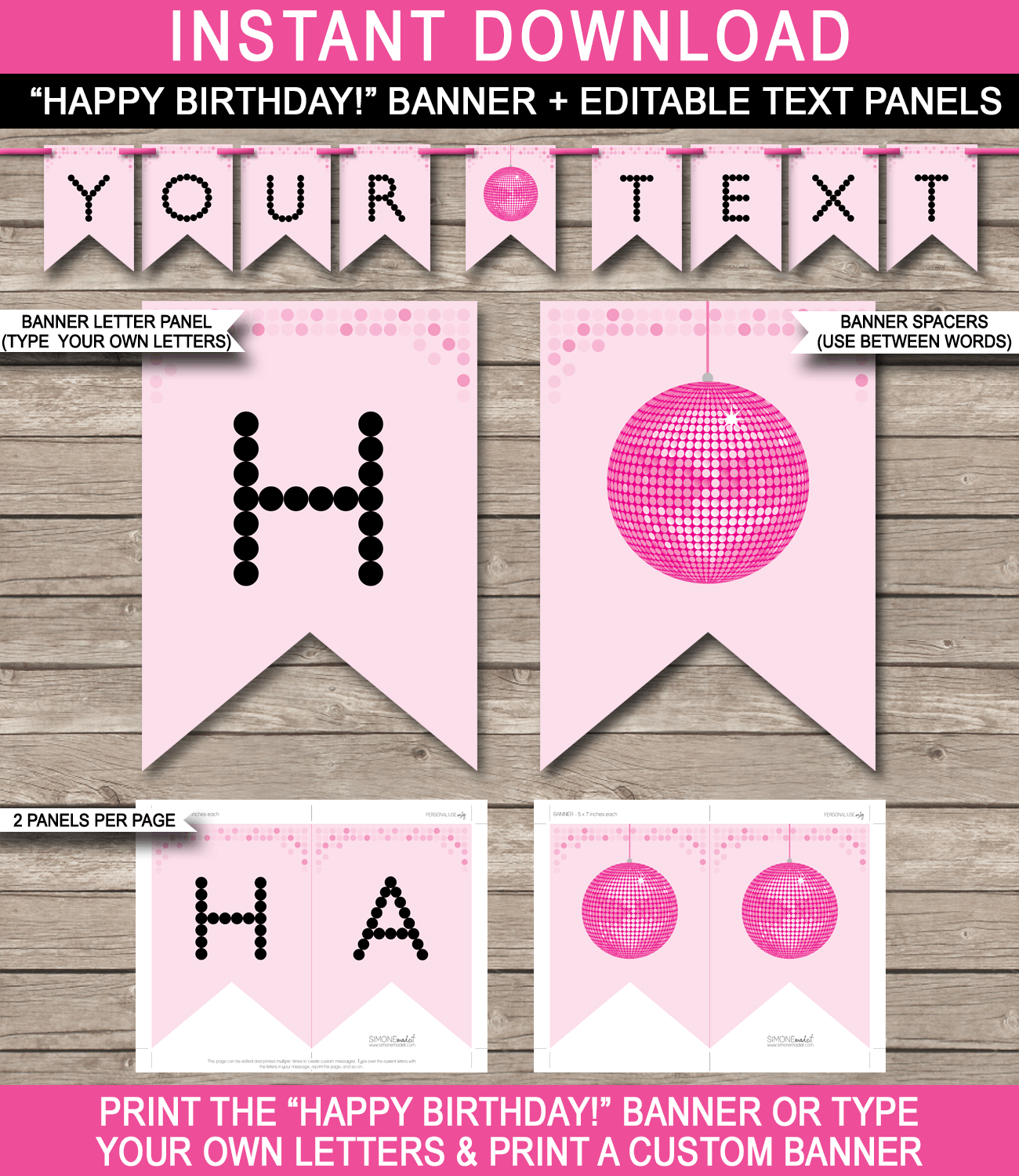 Dance Party Banner Template – Pink With Regard To Diy Party Banner Template