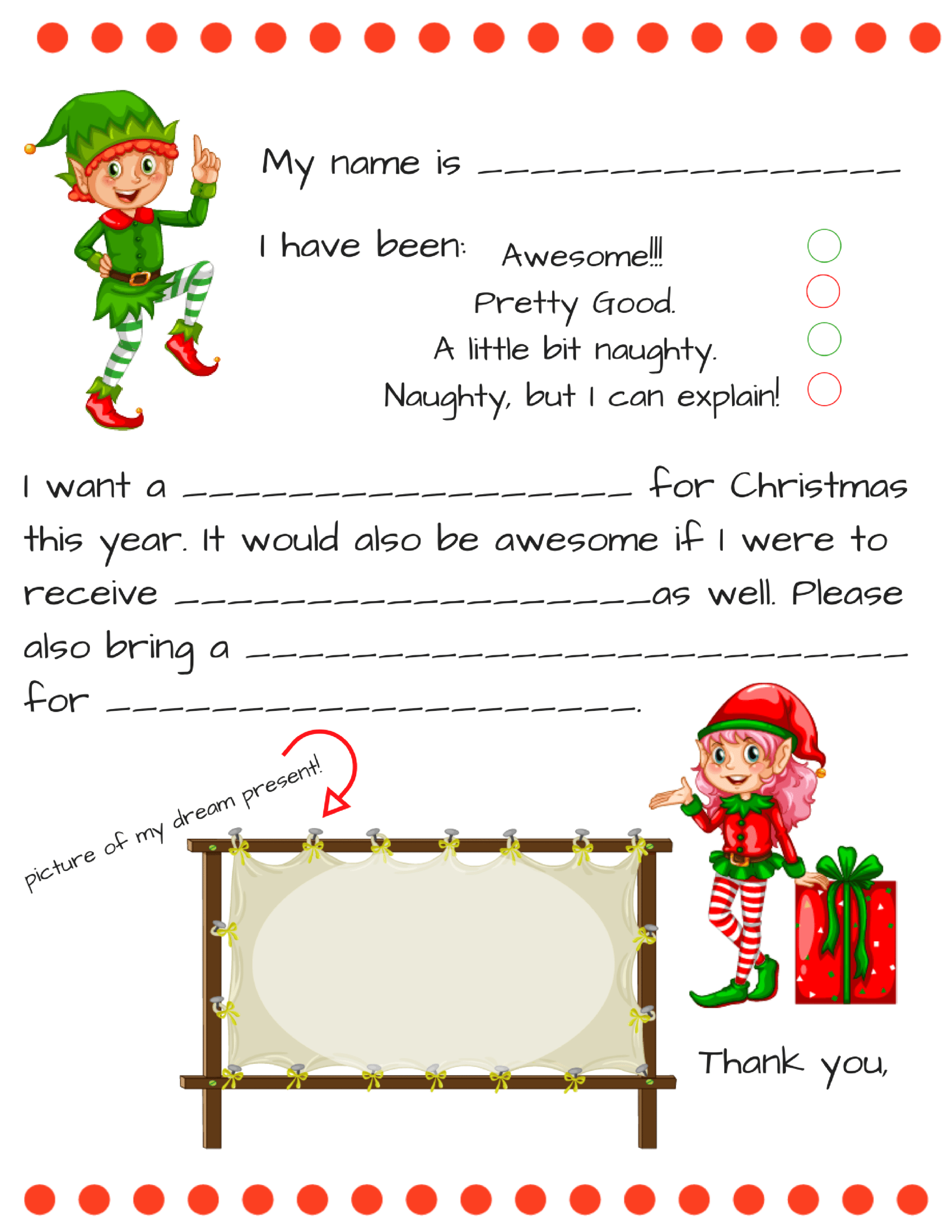 Dear Santa Fill In Letter Template - In Blank Letter From Santa Template