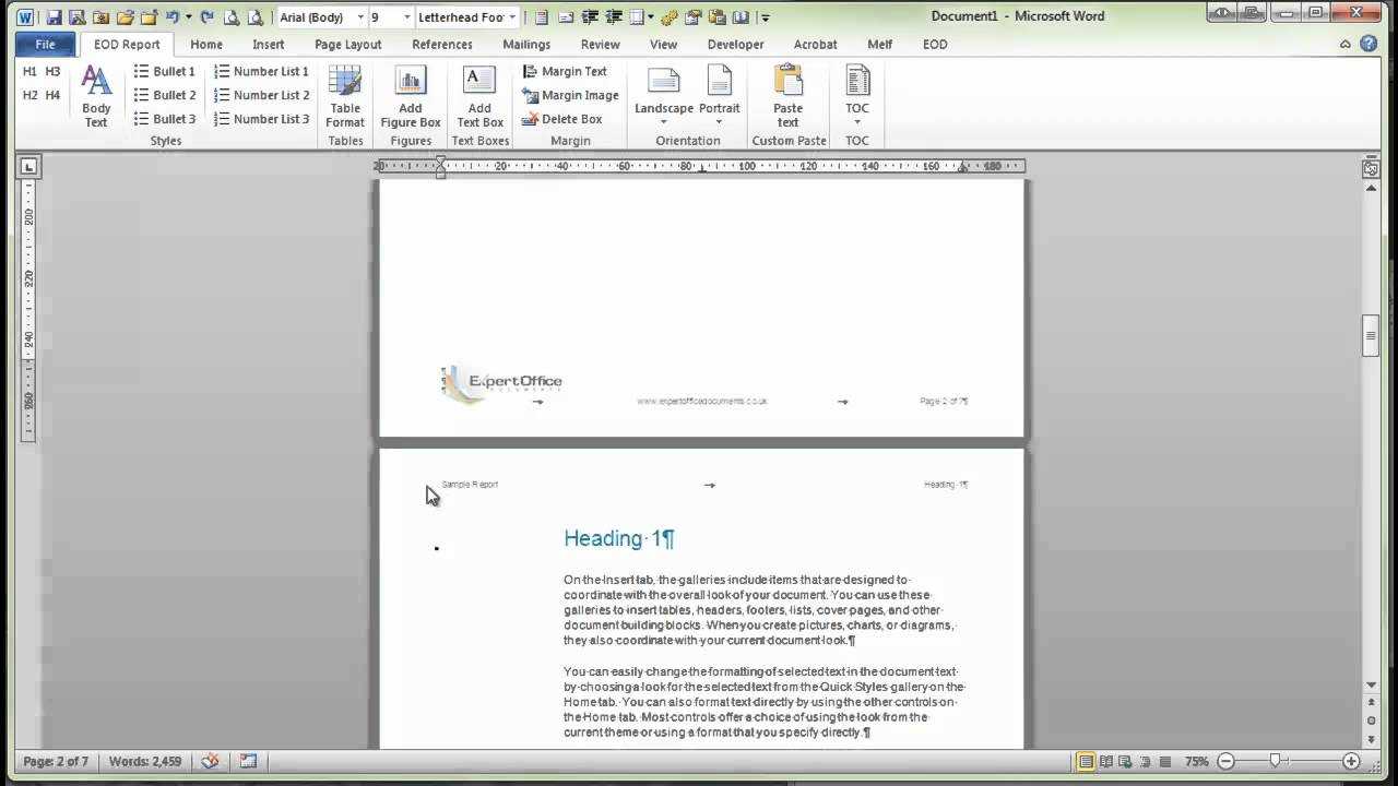 Demonstration Of Word Report Template For How To Insert Template In Word