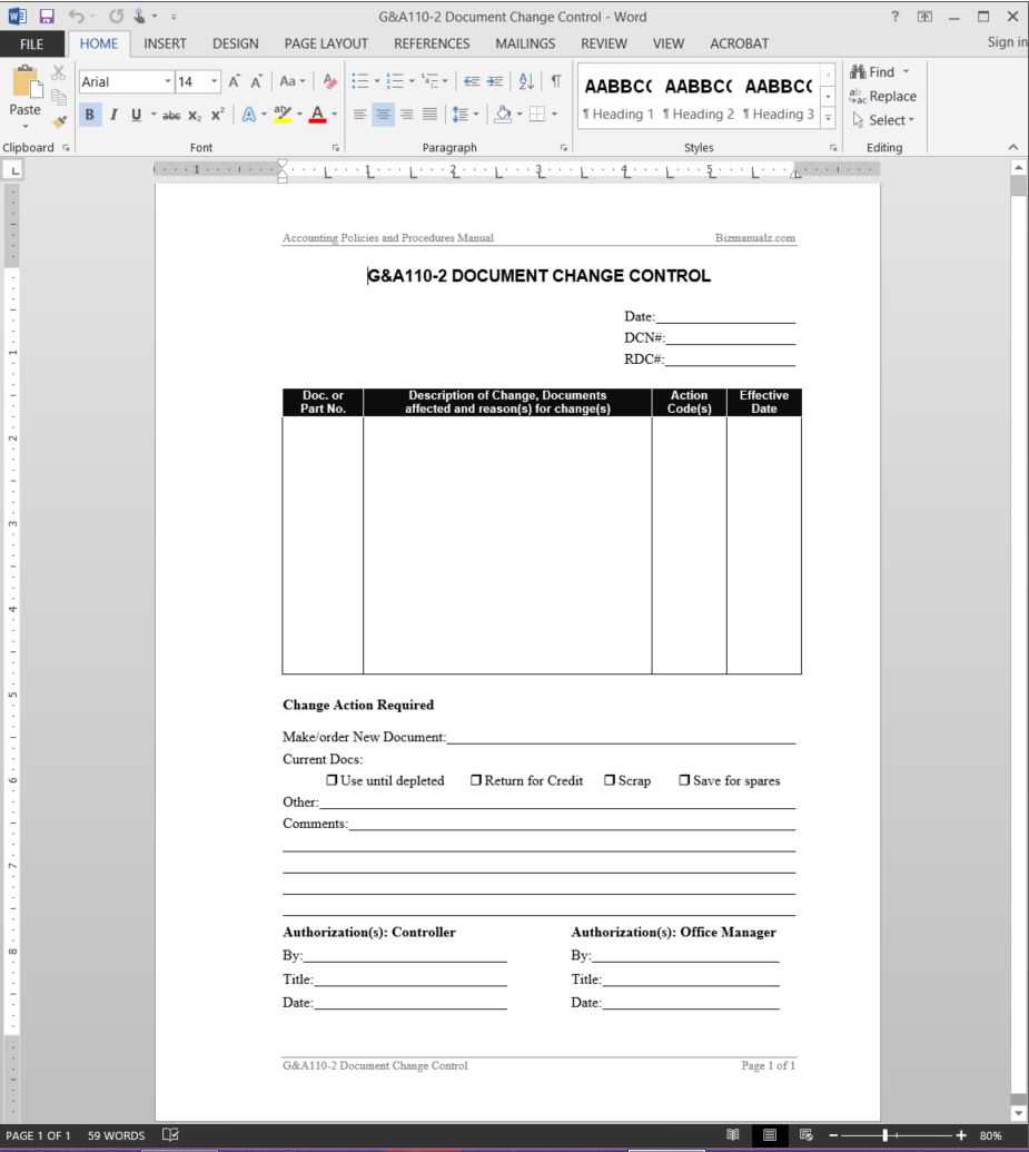 Document Change Control Report Template | G&a110 2 Within Training Documentation Template Word