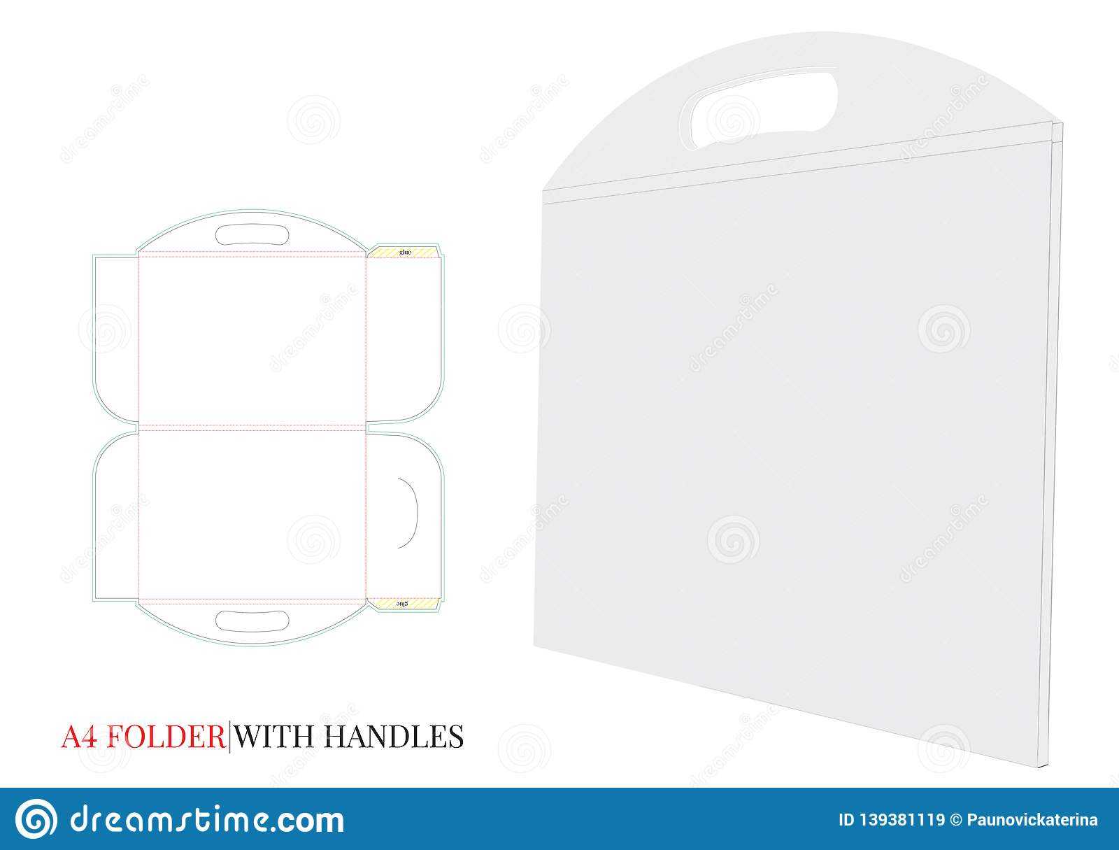 Document Folder A4 With Handle Template, Paper Briefcase Regarding Blank Suitcase Template