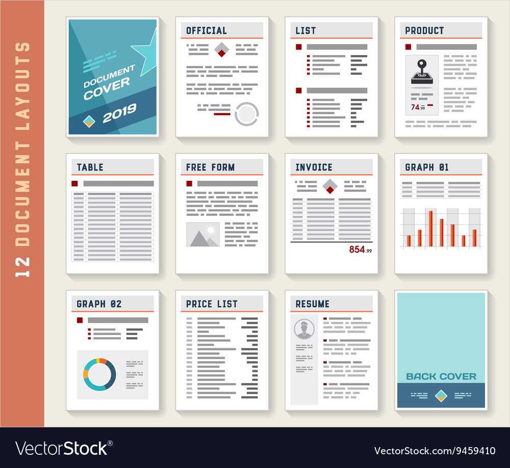 Document Report Layout Templates Set Intended For Illustrator Report Templates