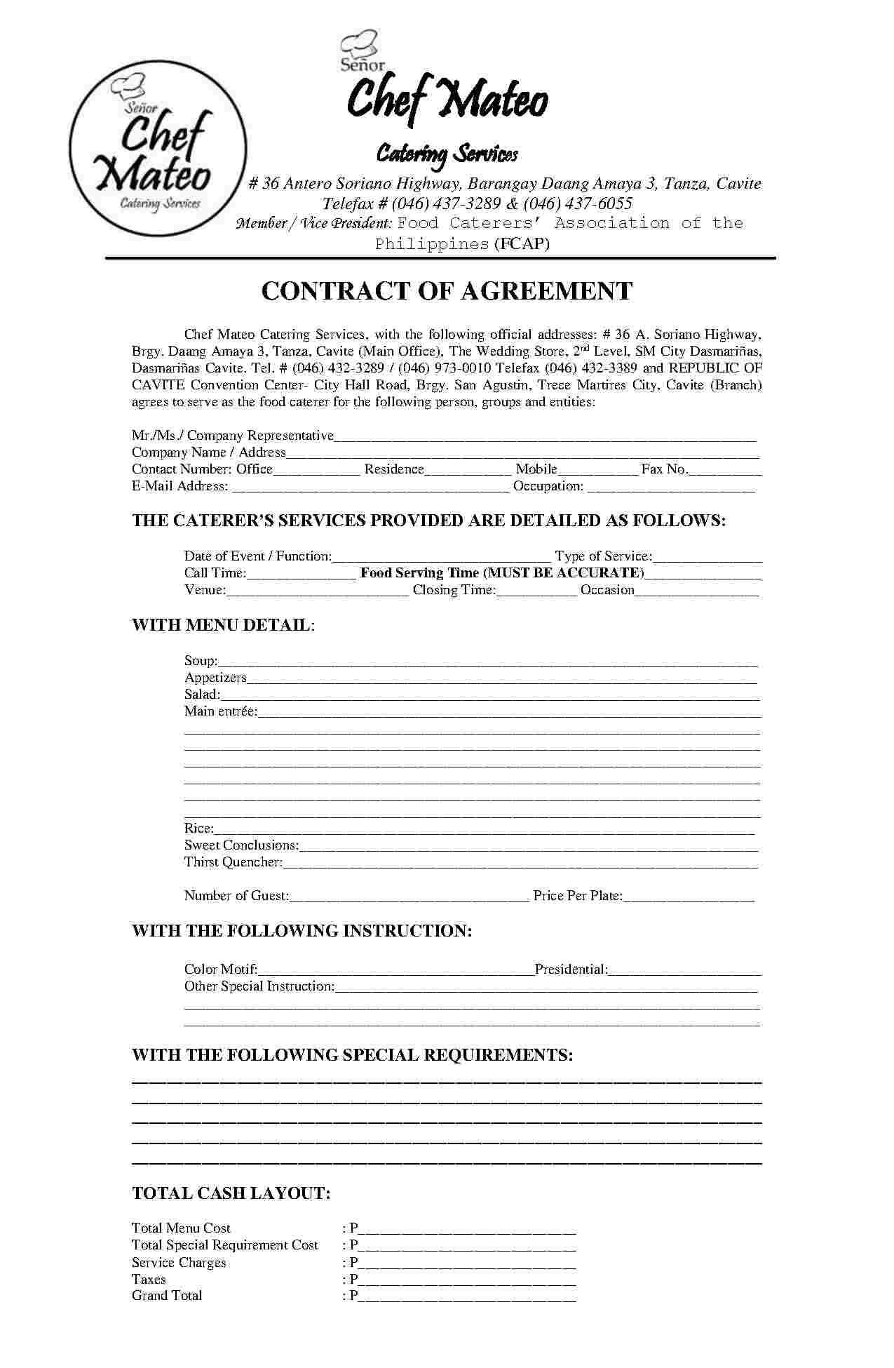 Download Catering Contract Style 5 Template For Free At Throughout Catering Contract Template Word