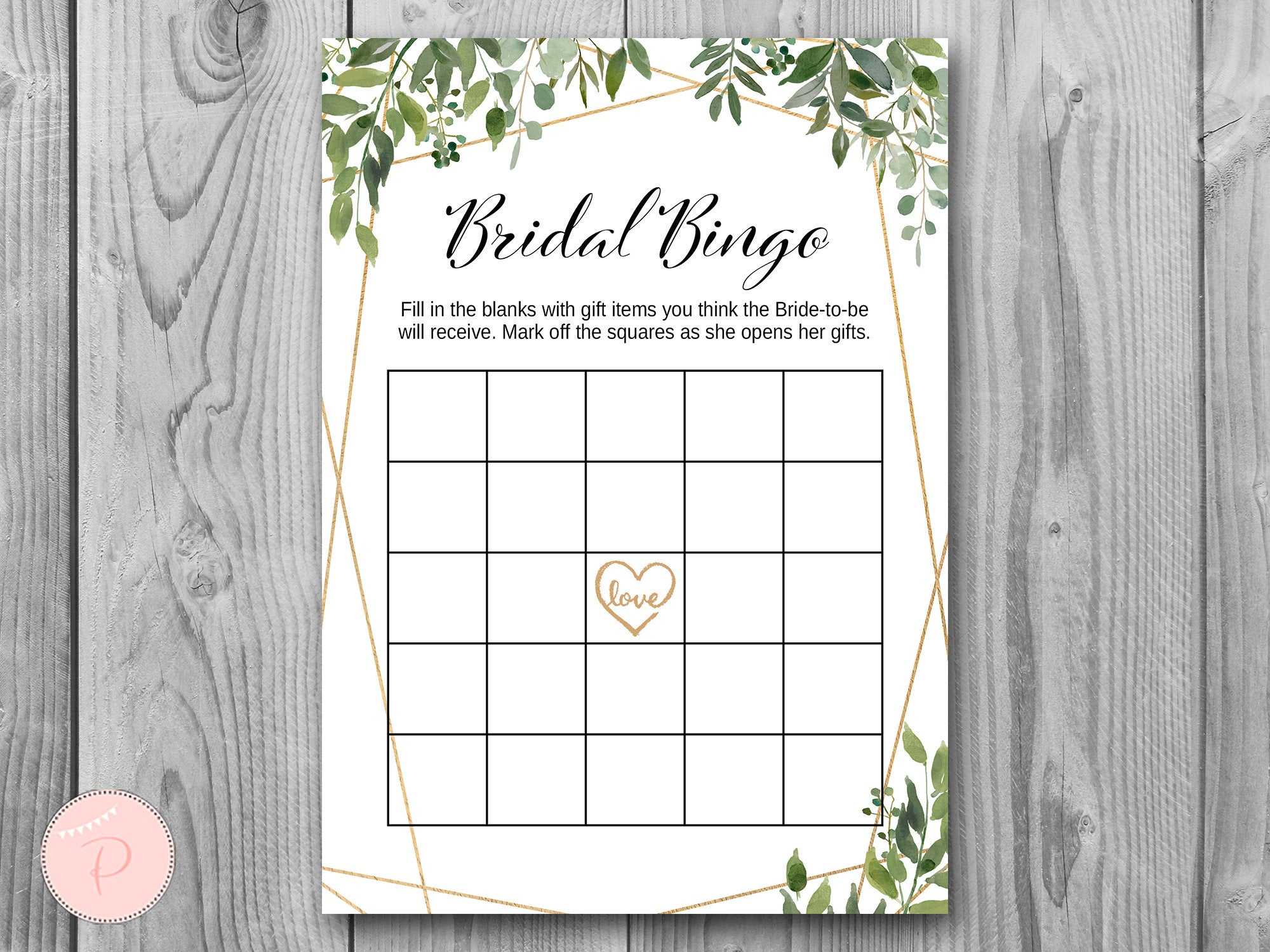 Download Greenery Bridal Shower Bingo Throughout Blank Bridal Shower Bingo Template