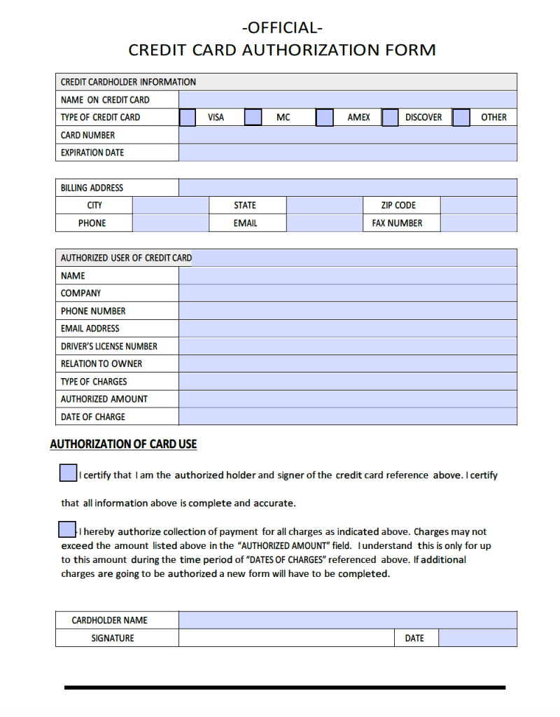 Download Sample Credit Card Authorization Form Template Intended For Credit Card Authorization Form Template Word