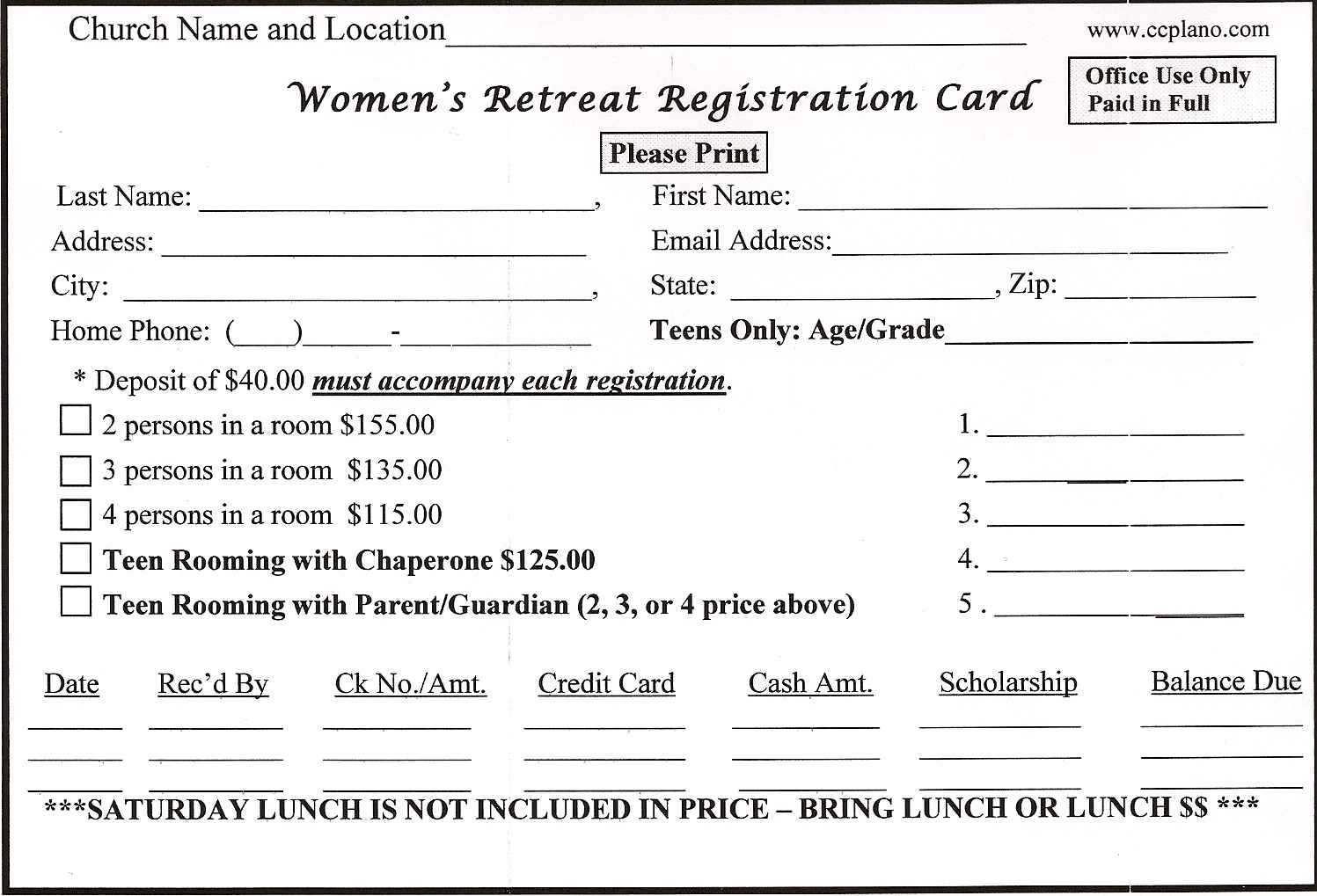 Downloadable Forms – Retreat In A Bag Regarding Church Visitor Card Template Word