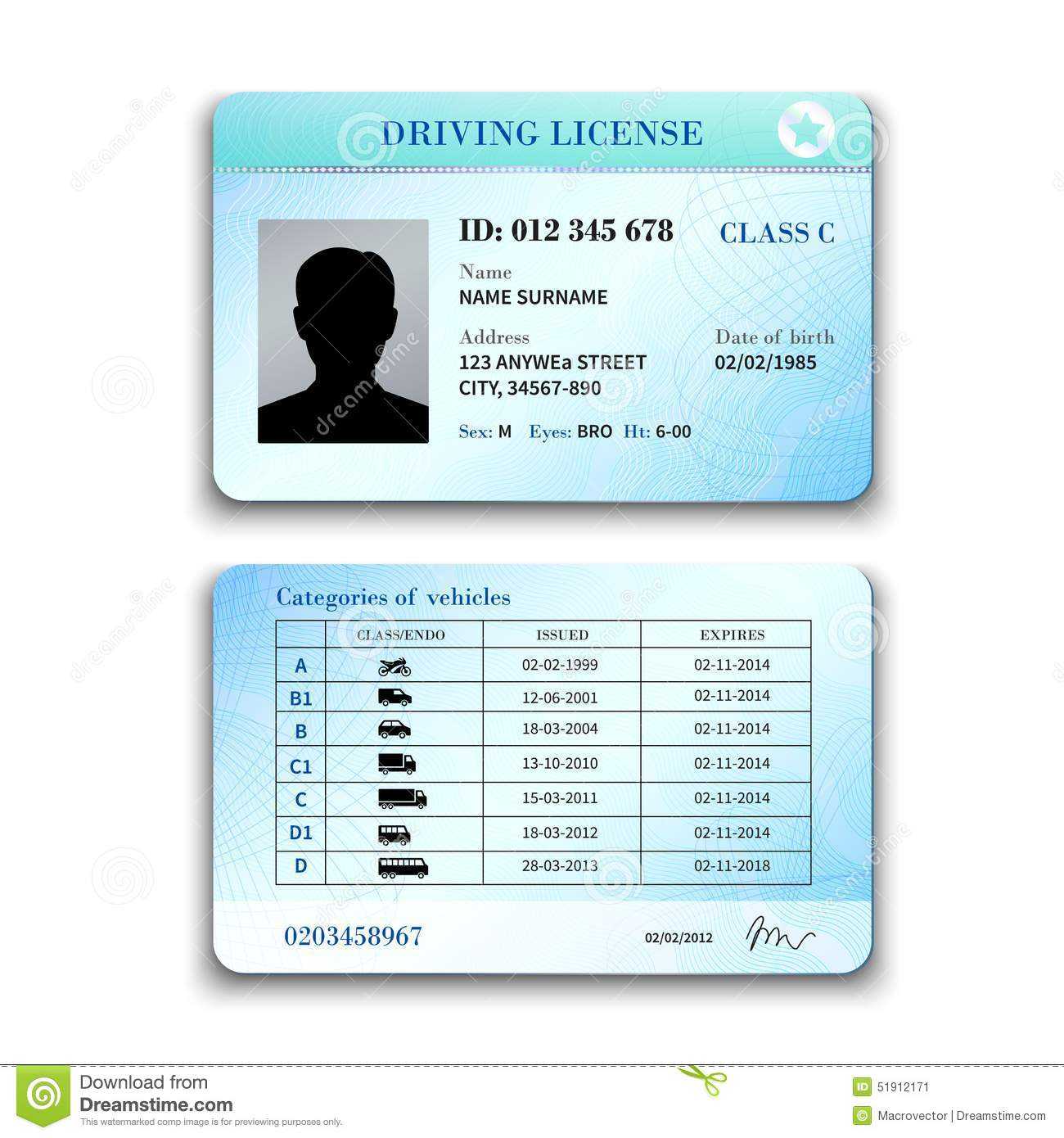 Driver License Illustration Stock Vector – Illustration Of For Blank Drivers License Template