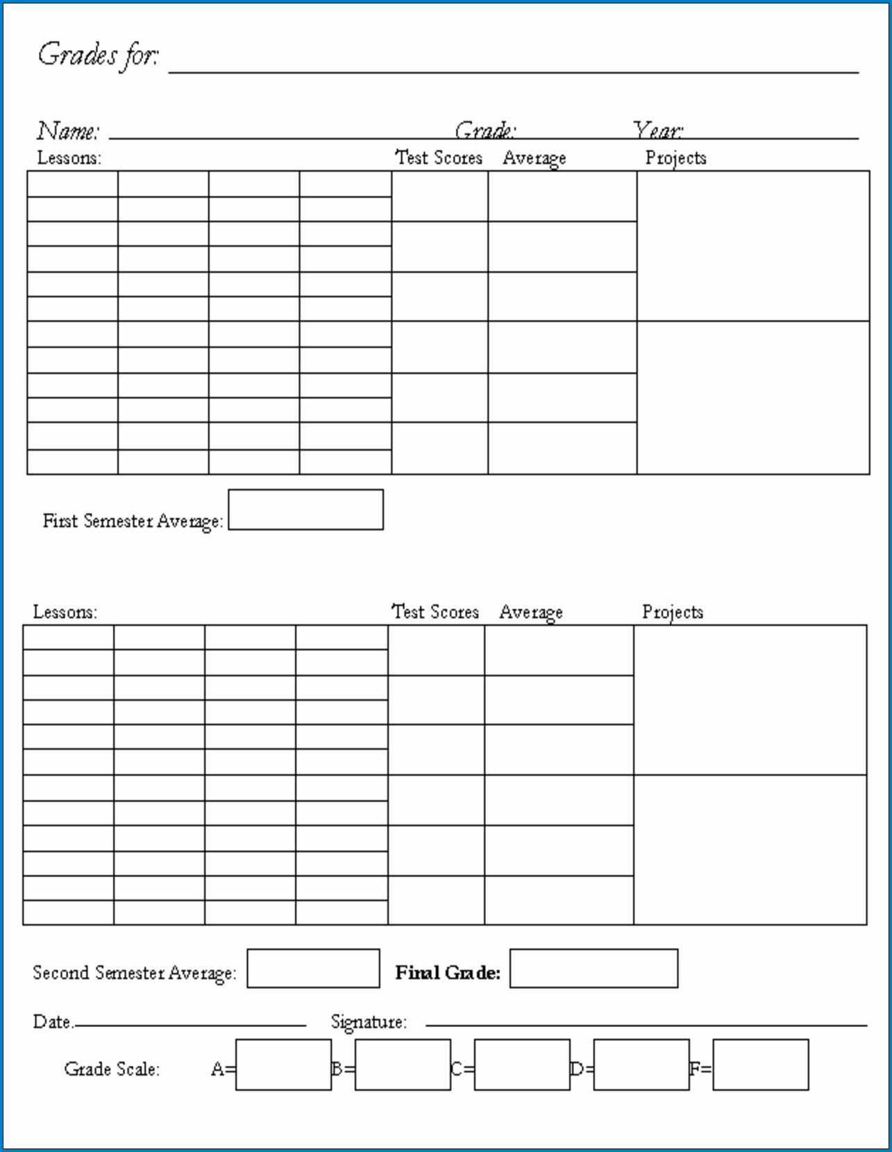 √ Free Printable Homeschool Report Card Template | Templateral Regarding Blank Report Card Template