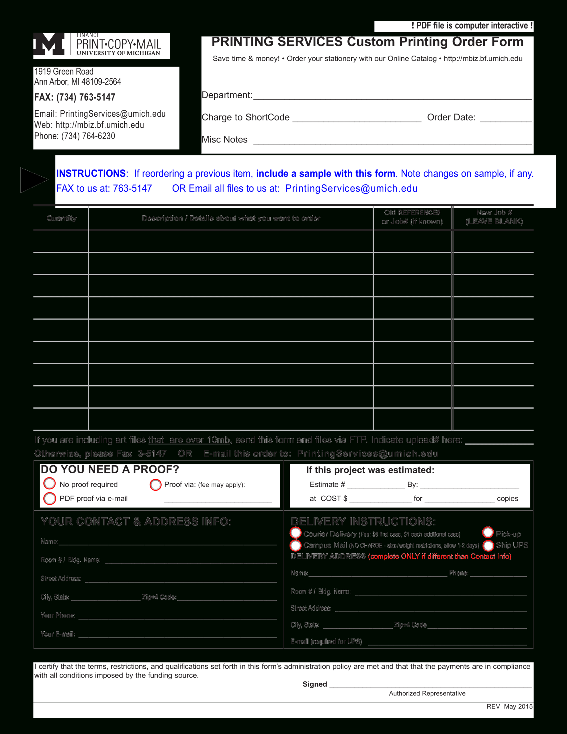 免费Custom Printing Blank Order Form | 样本文件在 Inside Blank Money Order Template