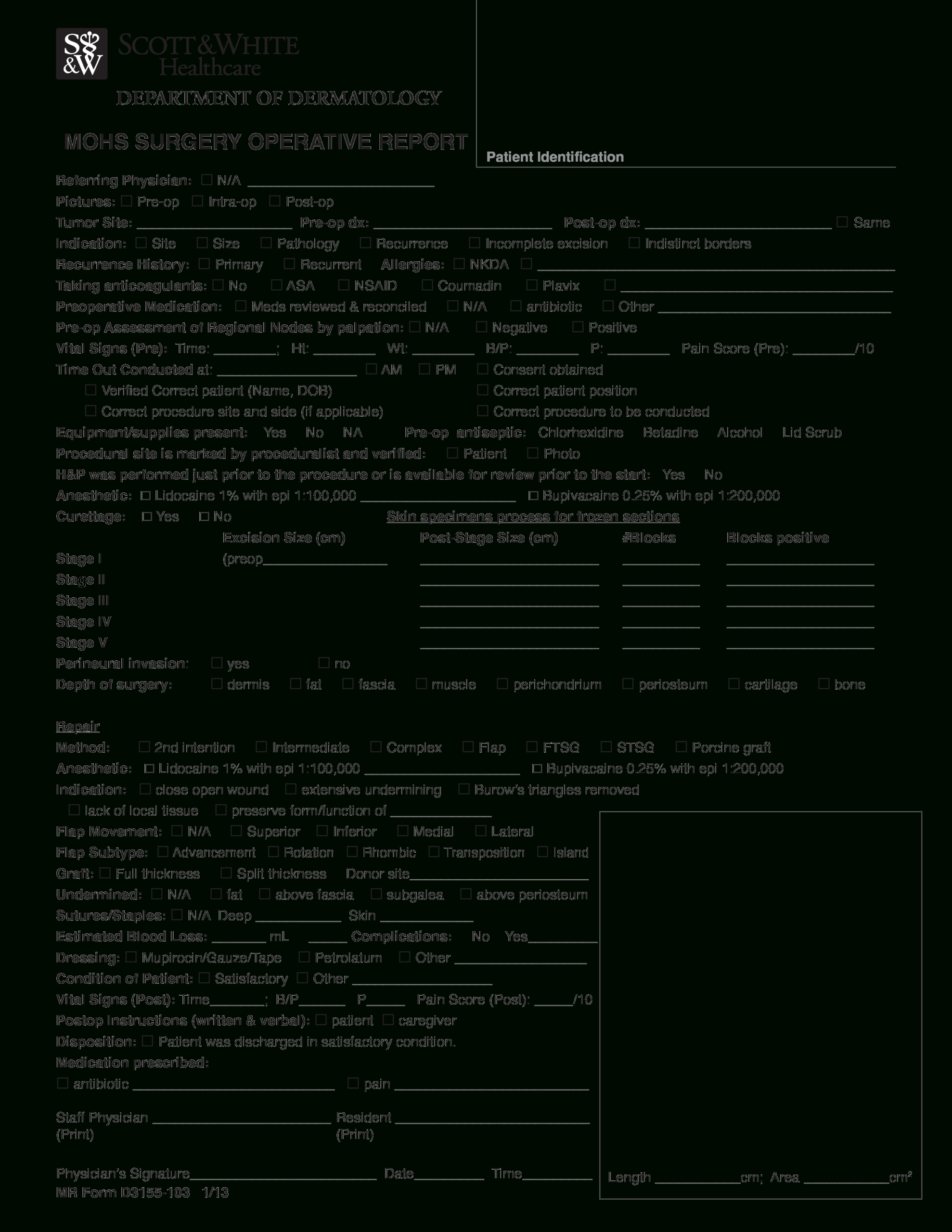 免费Surgery Operative Report | 样本文件在 Pertaining To Operative Report Template