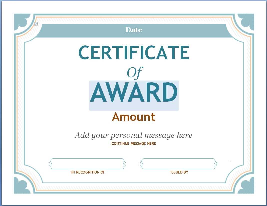 Editable Award Certificate Template In Word #1476 Throughout In Blank Award Certificate Templates Word