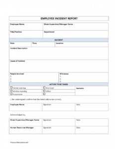 Editable Employee Incident Report Customer Incident Report for Employee Incident Report Templates