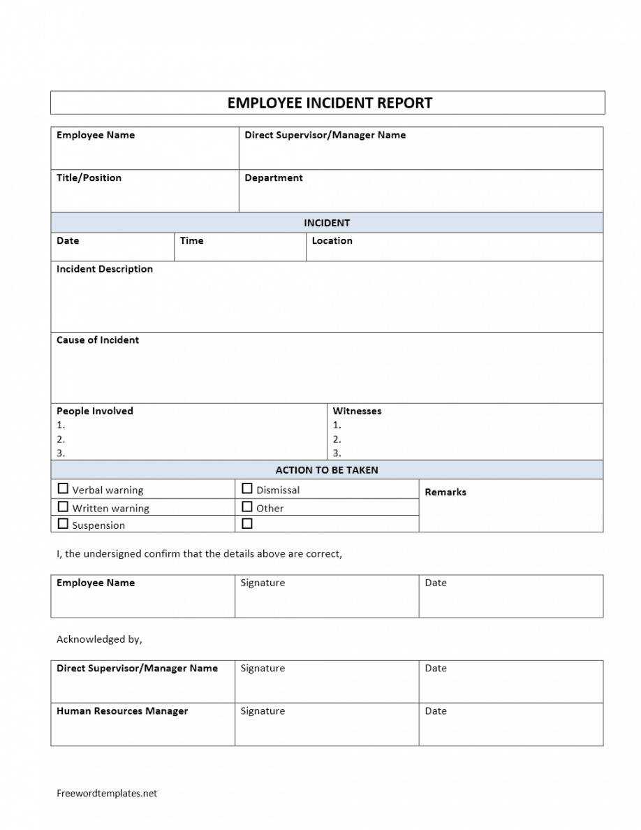Editable Employee Incident Report Customer Incident Report For Employee Incident Report Templates