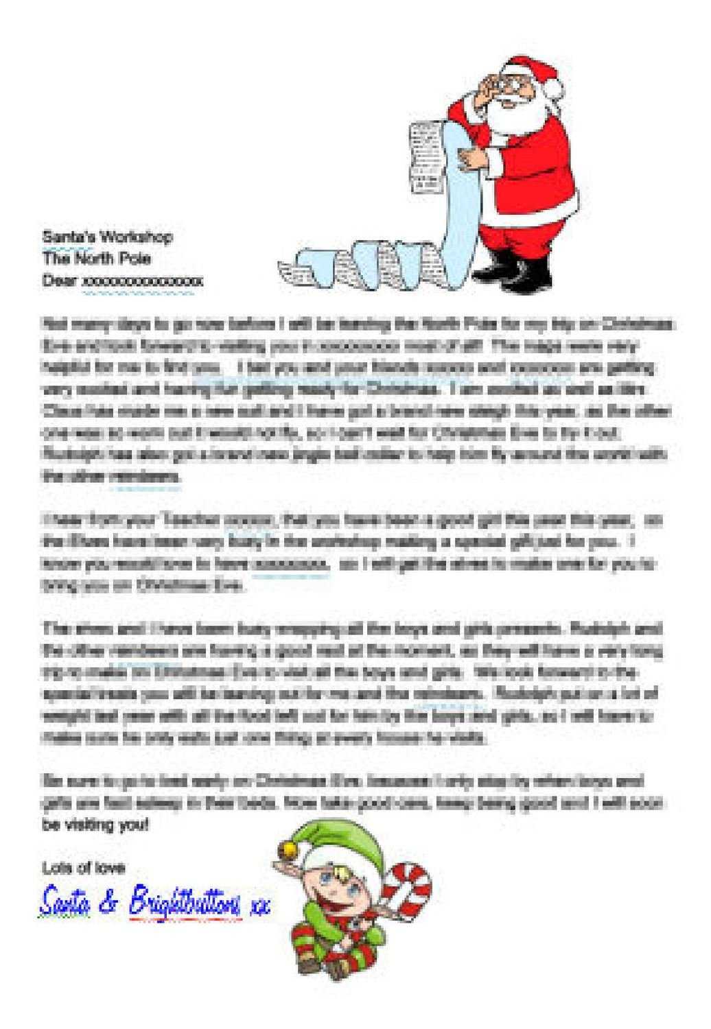 Editable Personalised Letter From Santa And Elf Studio And Word Doc Format  – Commercial Use With Letter From Santa Template Word