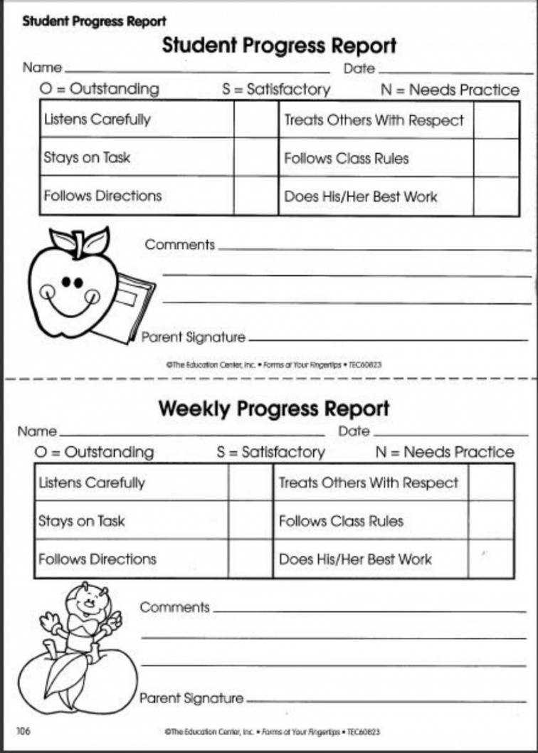 Editable Pinolivia Rhea On T E A C H I N G Progress With Educational Progress Report Template