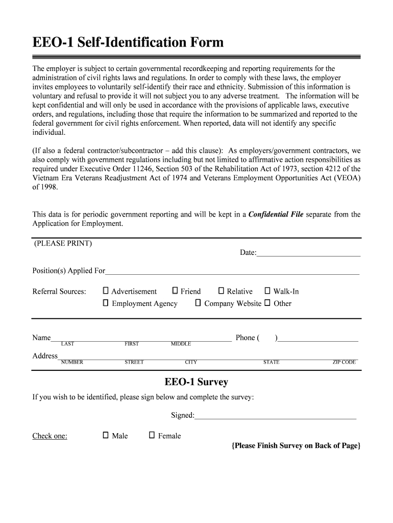 Eeo 1 Form Pdf – Fill Online, Printable, Fillable, Blank Throughout Eeo 1 Report Template