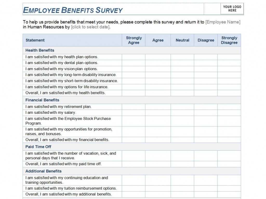 Employee Benefits Survey Template | Employee Benefits Survey With Employee Satisfaction Survey Template Word