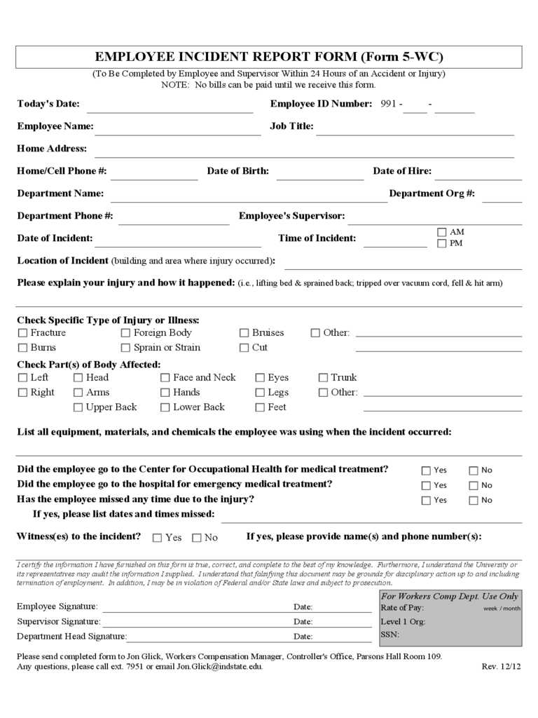 Employee Incident Report – 4 Free Templates In Pdf, Word Pertaining To Medical Report Template Free Downloads