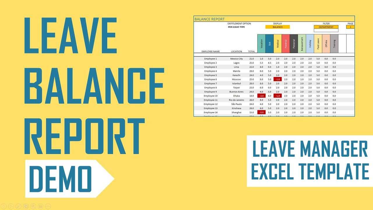Employee Leave Manager Excel Template – Leave Balance Report With Employee Daily Report Template