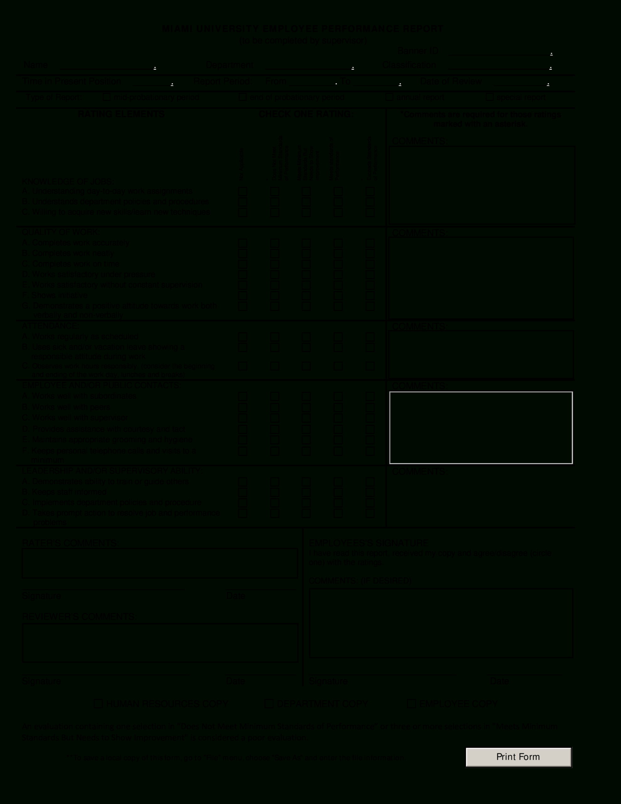 Employee Performance Report | Templates At Regarding Staff Progress Report Template