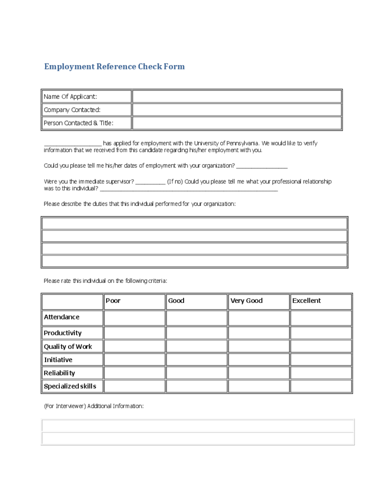 Employee Reference Check Form – 3 Free Templates In Pdf Inside Check Request Template Word