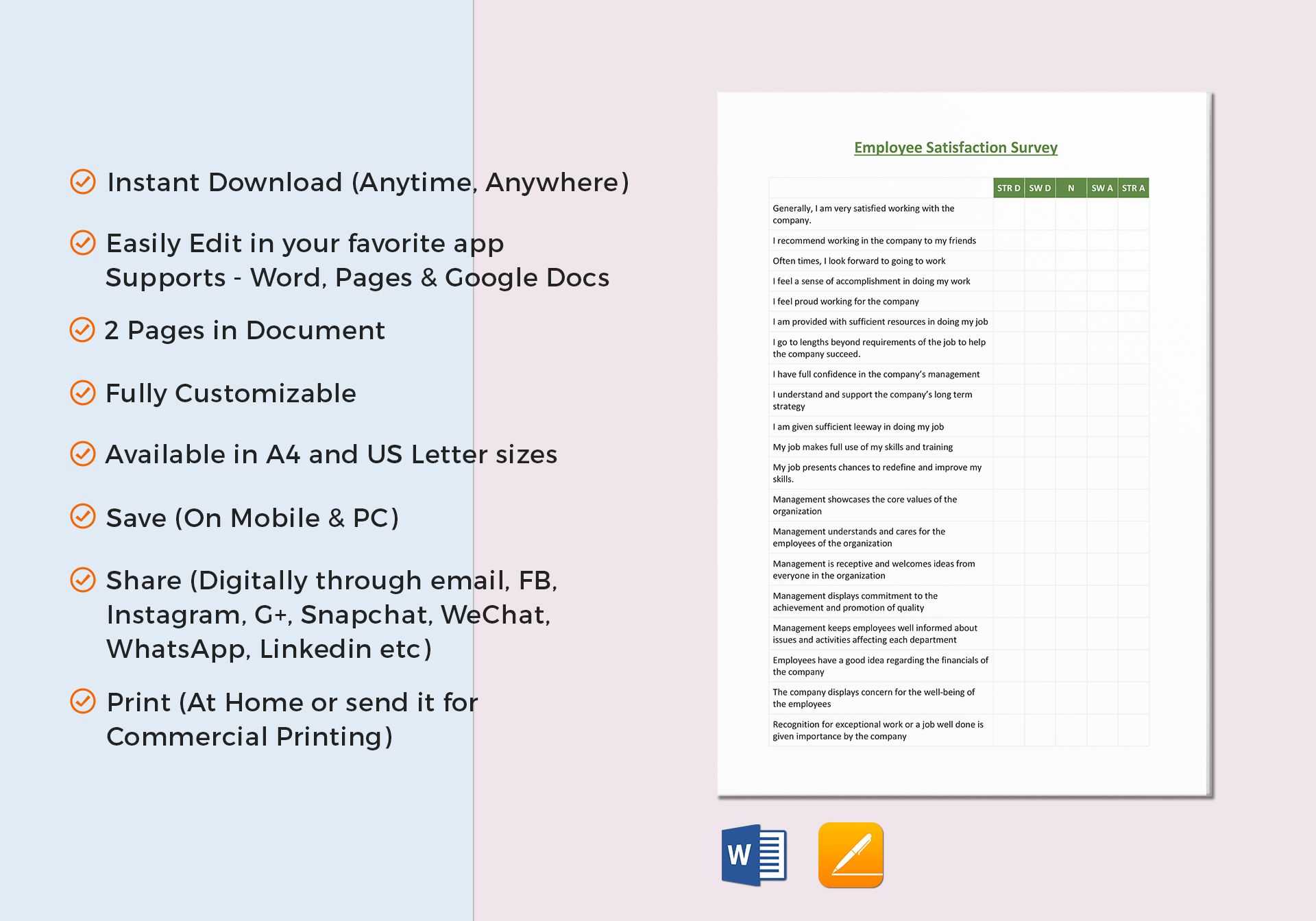 Employee Satisfaction Survey Template In Employee Satisfaction Survey Template Word