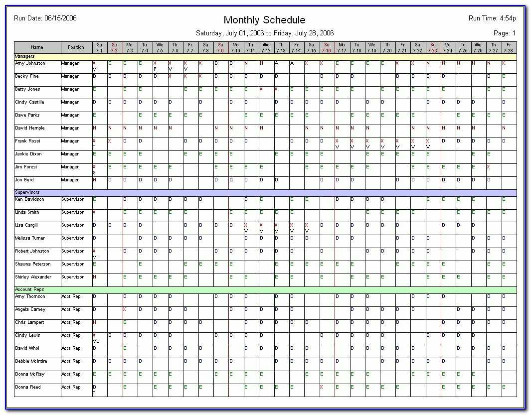 Employee Schedule Template | Marseillevitrollesrugby Inside Blank Monthly Work Schedule Template