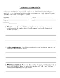 Employee Suggestion Form Word Format | Templates At for Word Employee Suggestion Form Template