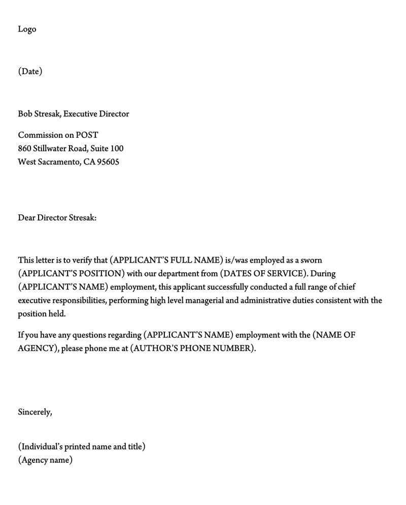 Employment Verification Letter (40+ Sample Letters And Throughout Employment Verification Letter Template Word