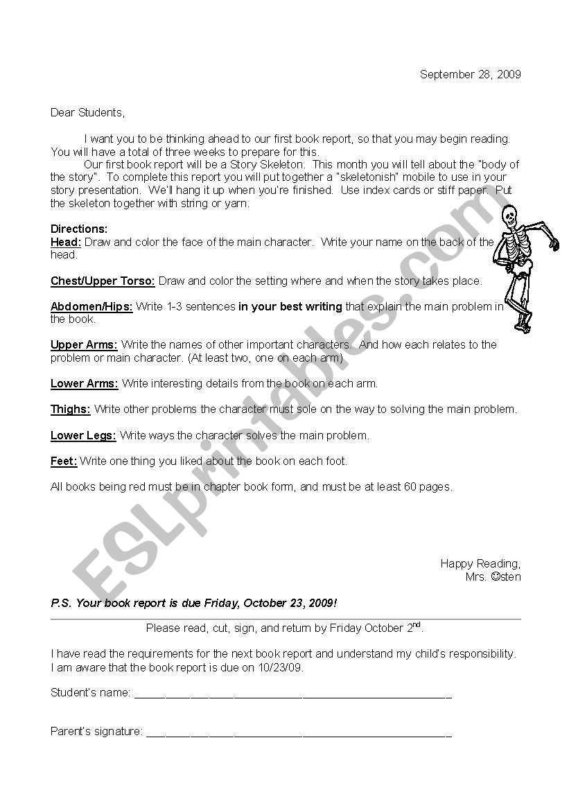 English Worksheets: Story Skeleton In Story Skeleton Book Report Template