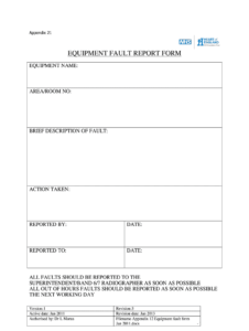 Equipment Fault Report - Fill Online, Printable, Fillable regarding Equipment Fault Report Template