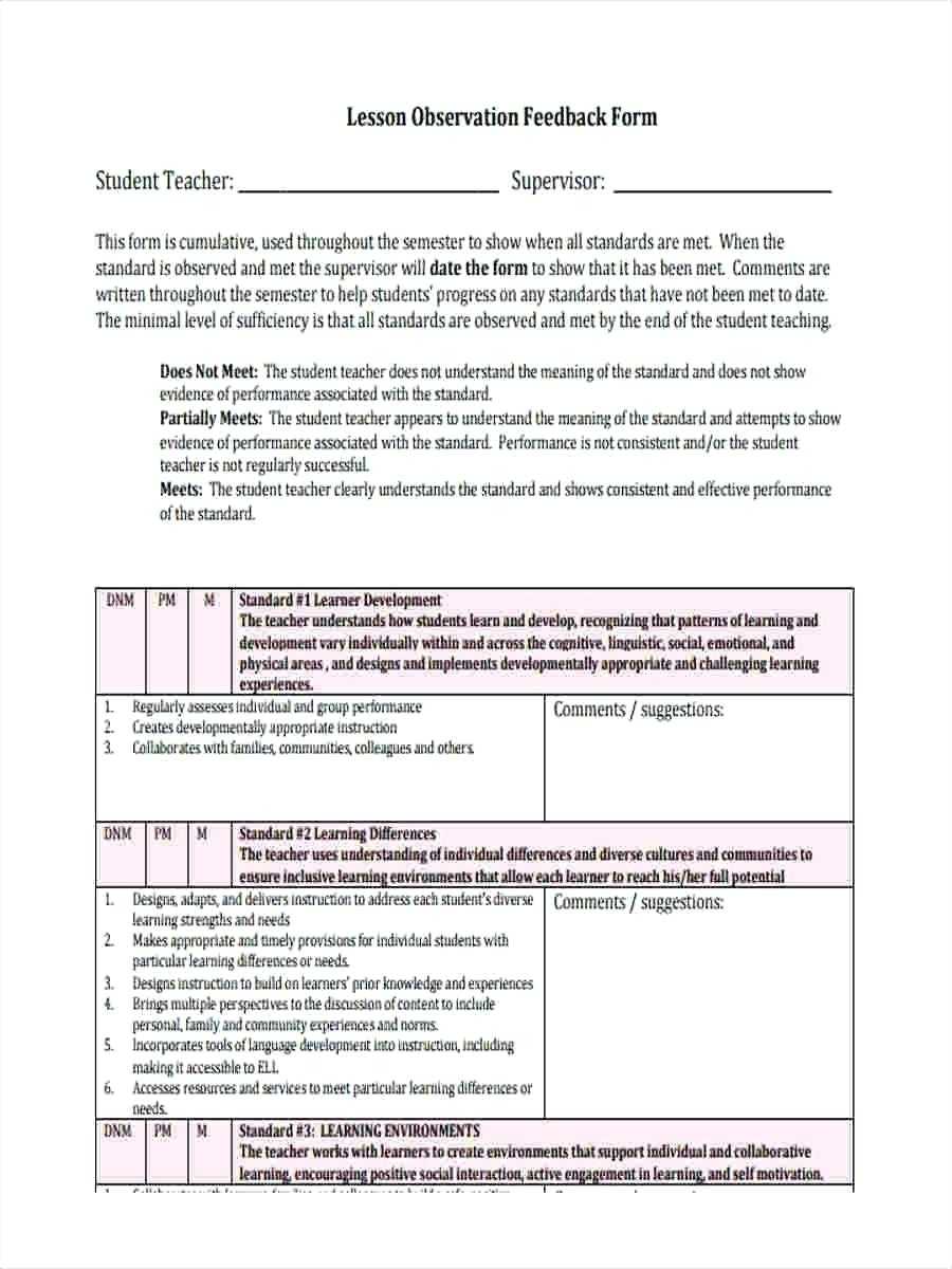 Essay Appraisal Form Teacher Template Lecturer Evaluation Pertaining To Student Feedback Form Template Word