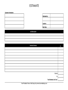 Estimate Template - Fill Online, Printable, Fillable, Blank in Blank Estimate Form Template