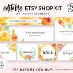 Etsy Shop Banner Set, Etsy Shop Kit, Etsy Shop Graphics, Store Icon, Banner  Template, Corjl Editable Banners, Etsy Banners Diy, Watercolor Regarding Etsy Banner Template