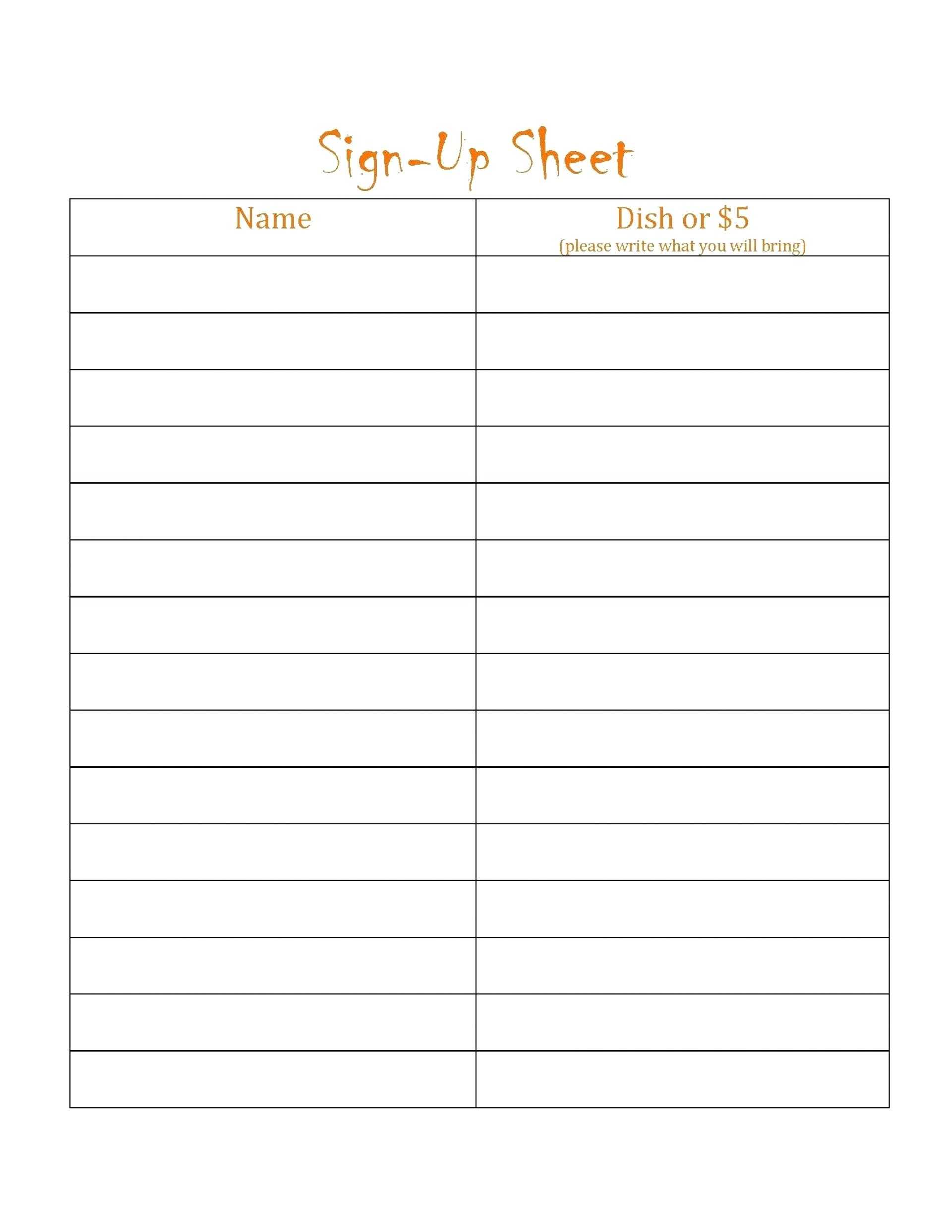 Event Sign Up Sheet Template Authorization Letter For Events With Potluck Signup Sheet Template Word