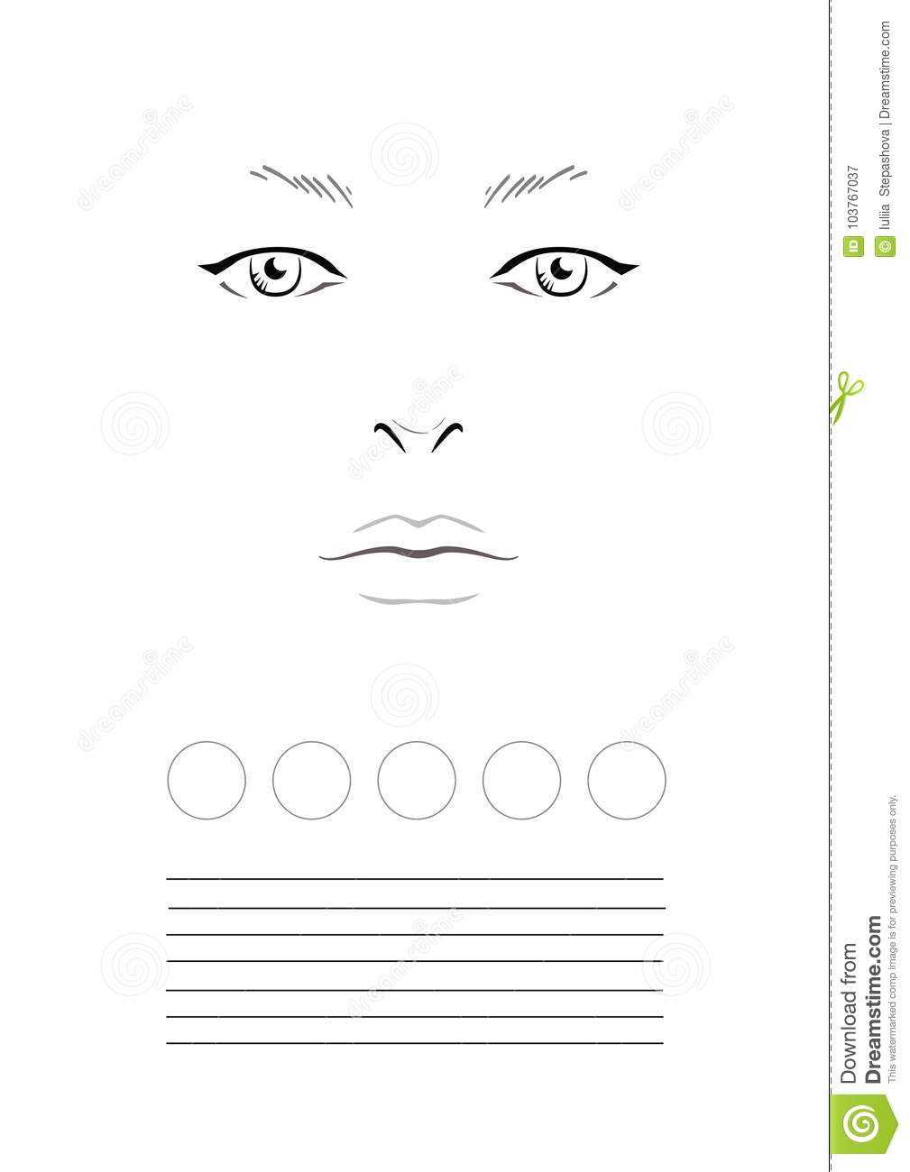 Face Chart Makeup Artist Blank. Template. Stock Illustration Within Blank Model Sketch Template
