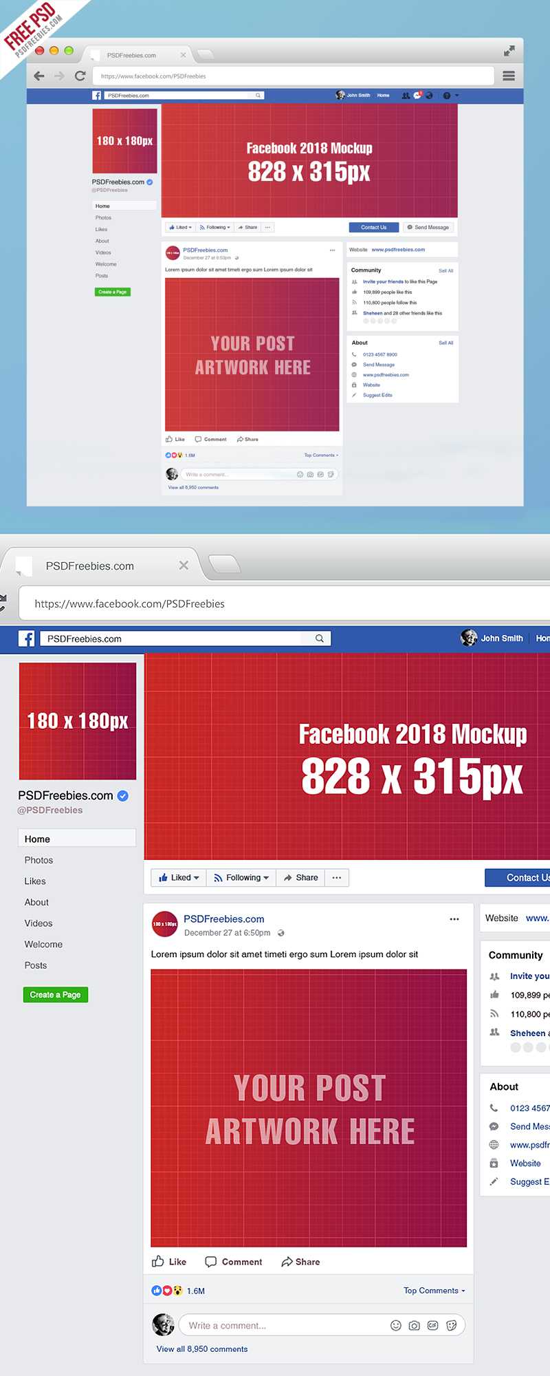 Facebook Page Mockup 2018 Template Psd On Behance For Facebook Banner Template Psd
