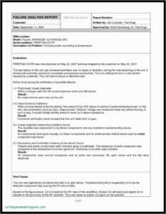 Failure Analysis Report Template in Failure Analysis Report Template