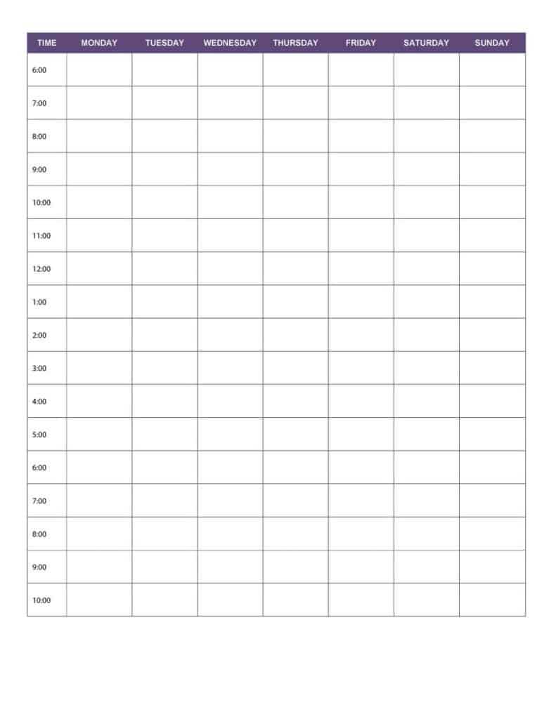 Family Schedule Chart Template Daily Routine Planner With Regard To Blank Workout Schedule Template