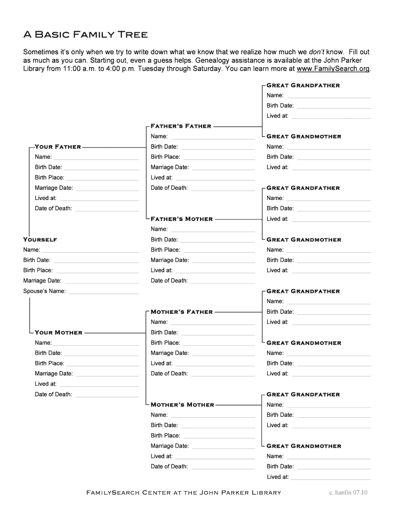 Family Tree Template – Fill Online, Printable, Fillable Inside Fill In The Blank Family Tree Template
