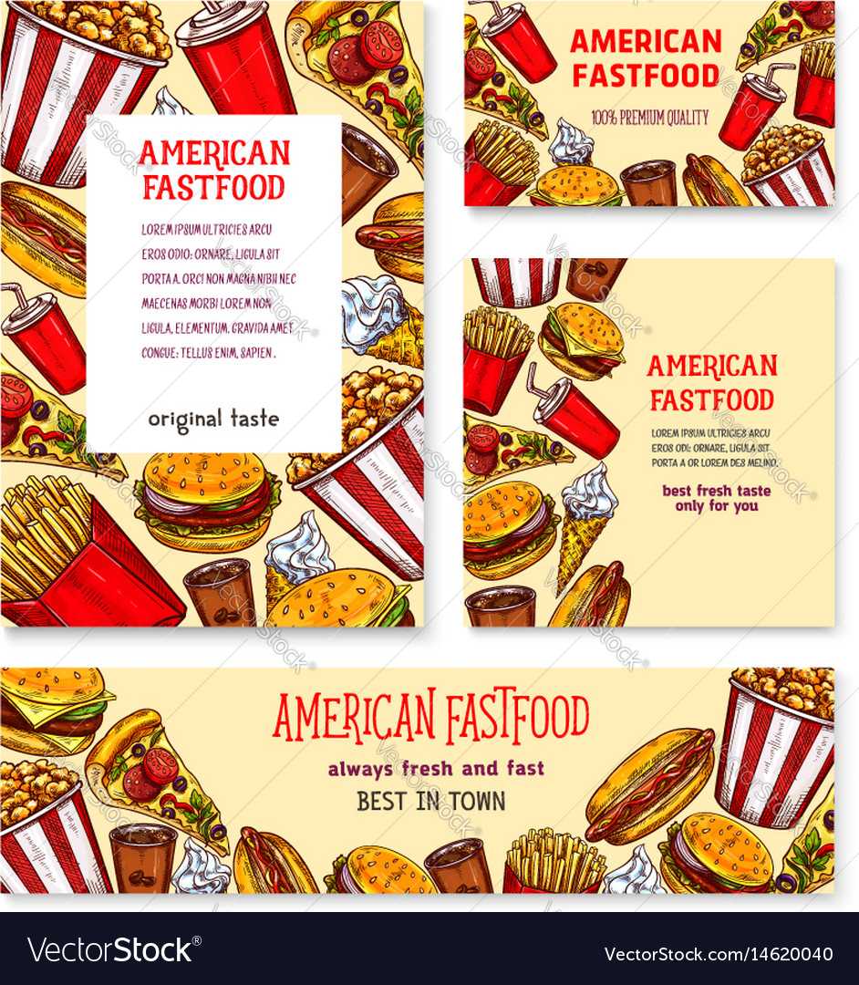 Fast Food American Restaurant Banner Template Set Intended For Food Banner Template