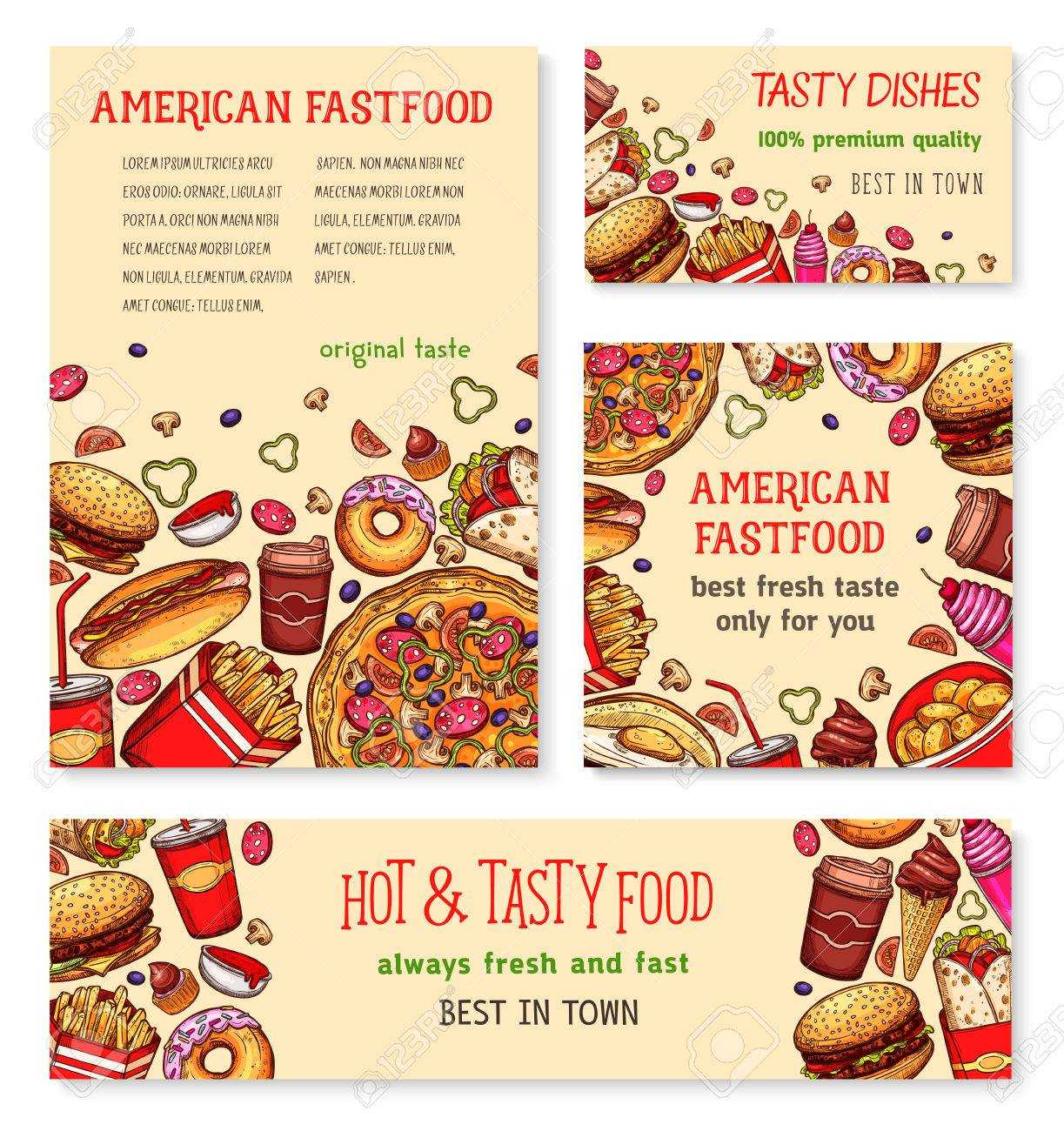 Fast Food Banner And Poster Template Set Design Within Food Banner Template
